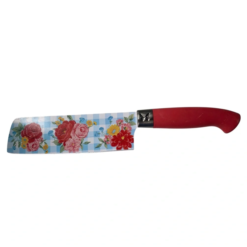 PIONEER WOMAN Floral Sweet Rose Knife Red Handle Kitchen Cooking Cutlery Tool